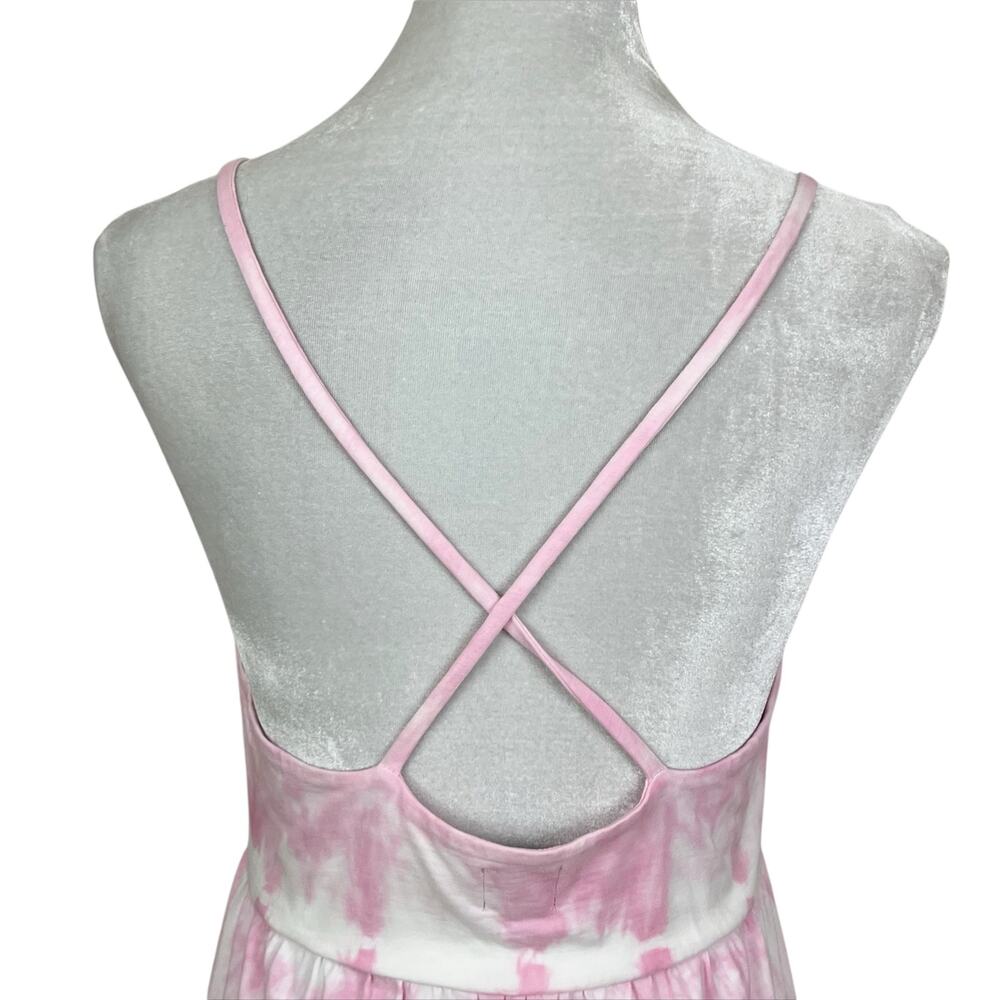 😎 Gap Pink and White Tie Dye Print Tiered Ruffle Sleeveless Sundress Size Small - Picture 5 of 7